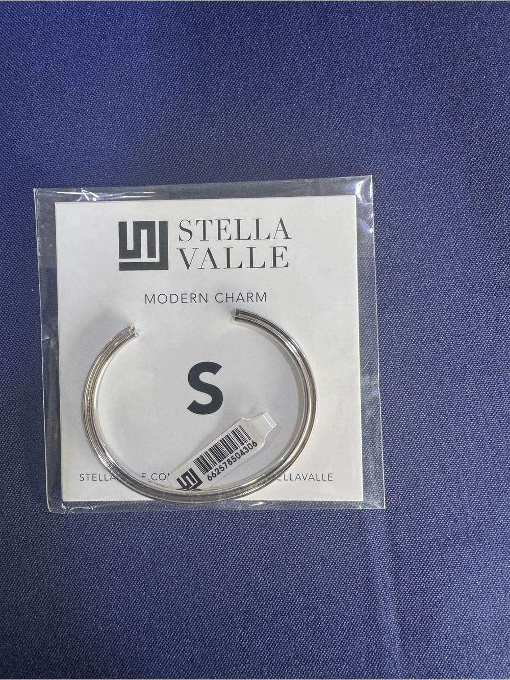 Stella Valle Silver Modern Charm Open Cuff Bracelet- letter S